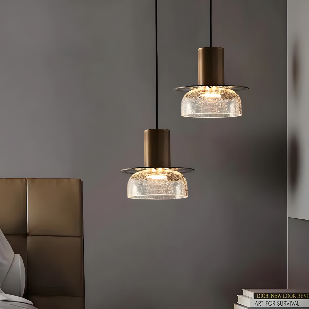 Modern Glass Double Head Pendant Light