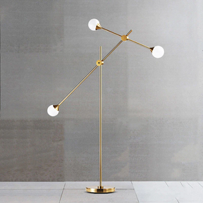 Modern White Glass Orb Metal Swing Arm Floor Lamp