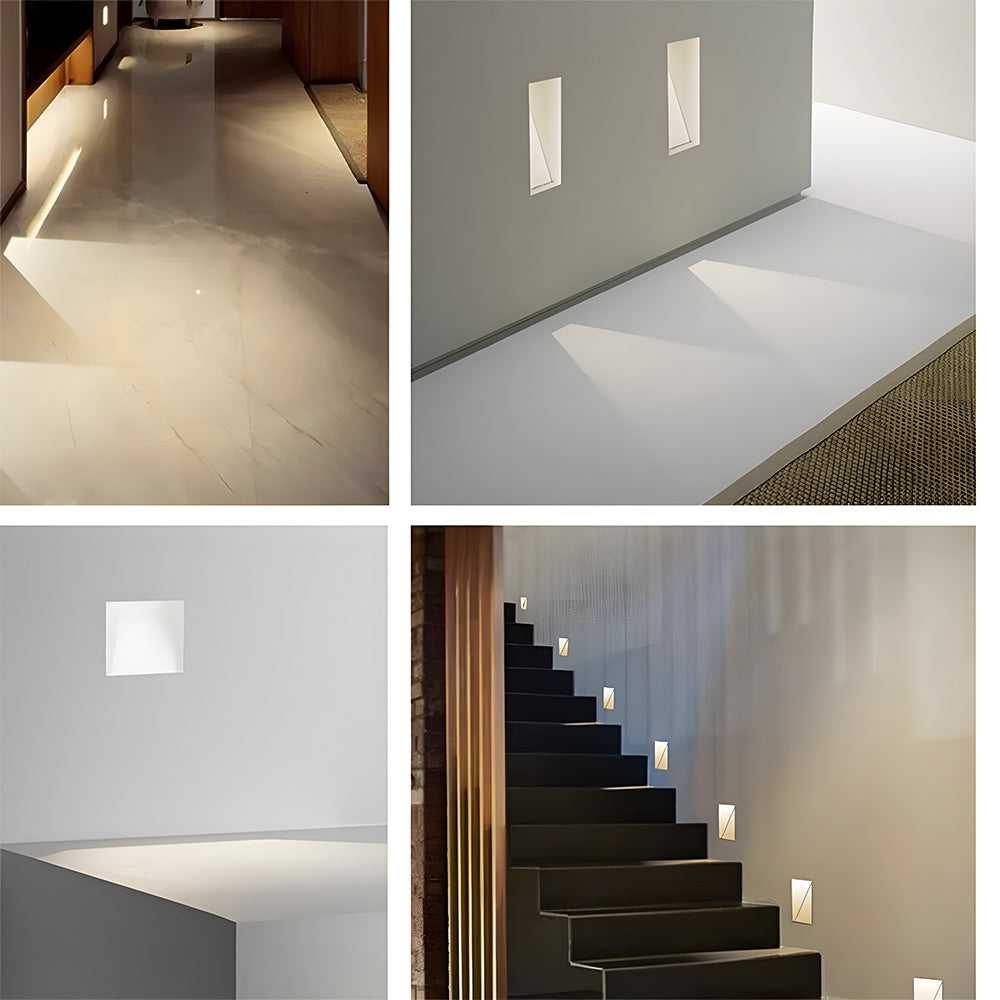 Frameless LED wall light offering a sleek and energy-efficient solution for stairways.