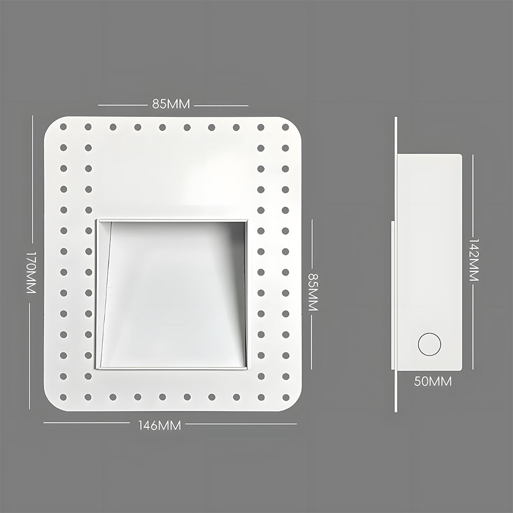 A stylish modern LED wall light with an embedded frameless design for staircases.