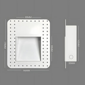 A stylish modern LED wall light with an embedded frameless design for staircases.