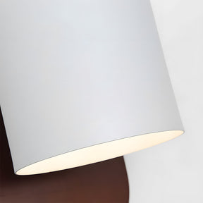 A contemporary wall light with solid wood accents for a natural touch.