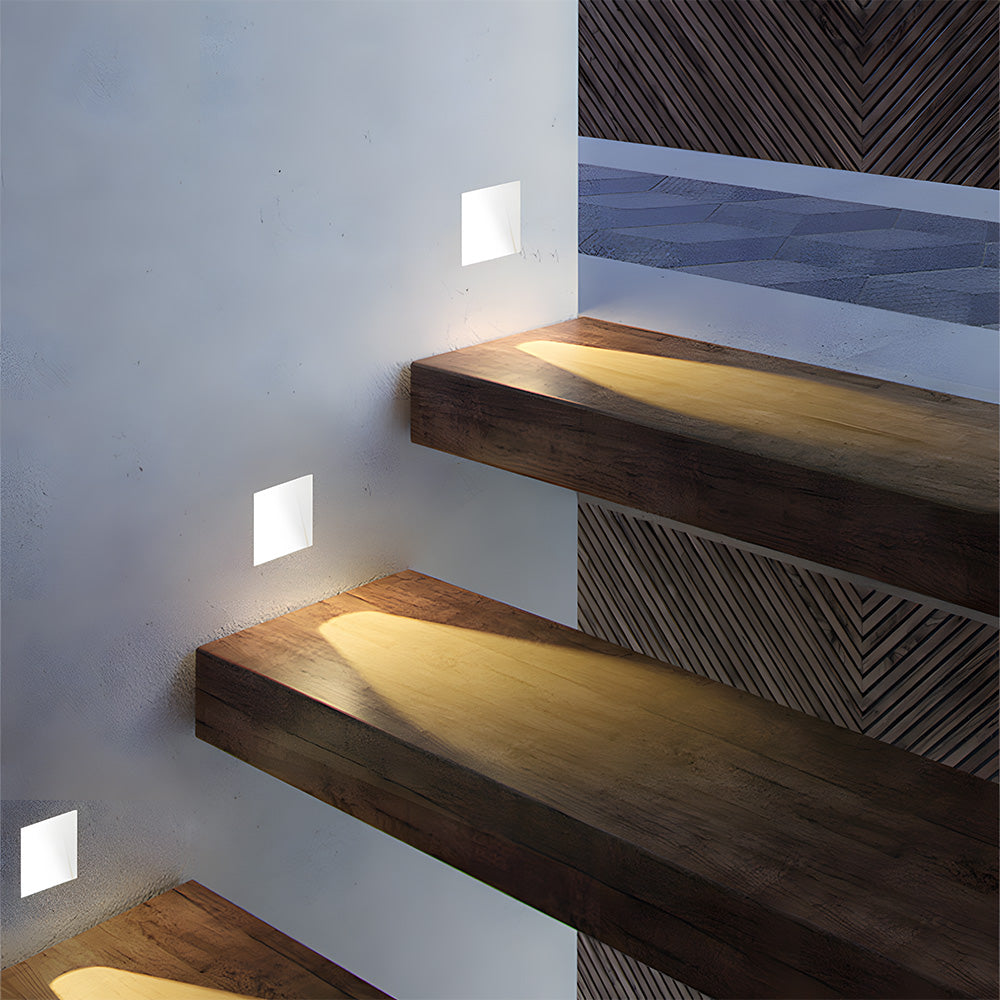 Embedded LED staircase wall light with a clean, minimalist appearance.