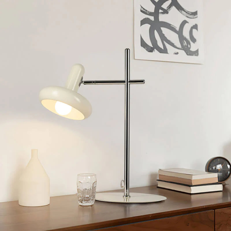 Modern White Glass Disc Table Lamp