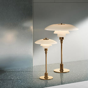 Vintage Bauahus White Glass Table Lamp