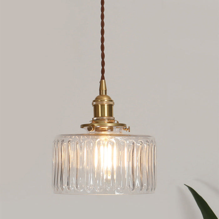 Lampsmodern Pendant Light Retro Cylinder Pendant Light Wavy Glass ...