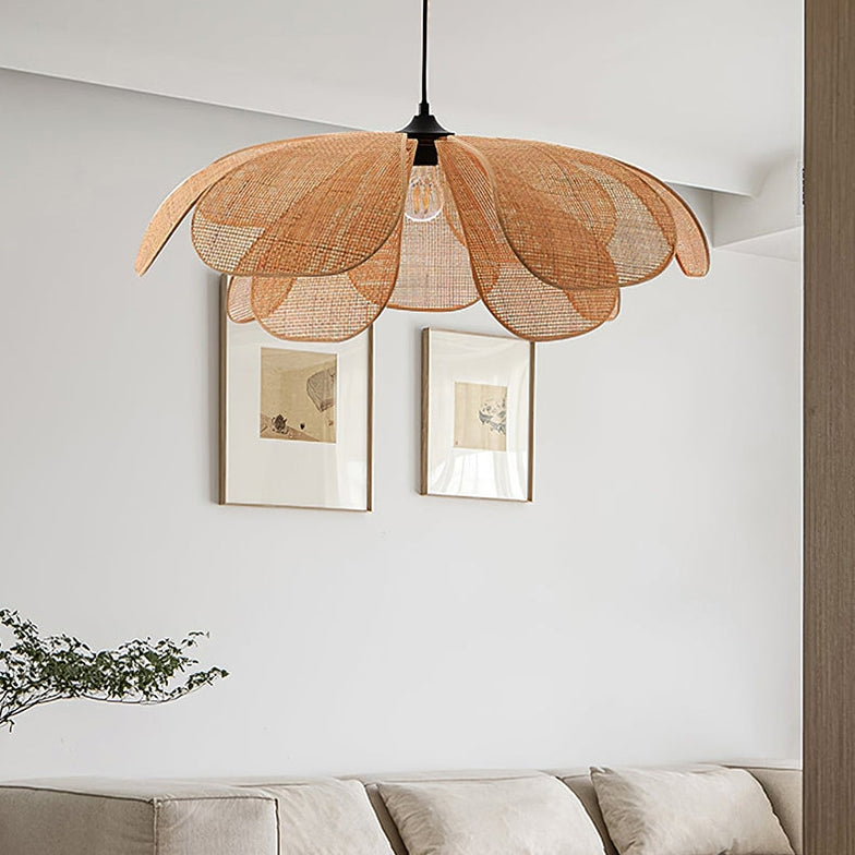 Lampsmodern Pendant Light Rattan Petal Pendant Light Rustic Lamp Shade ...