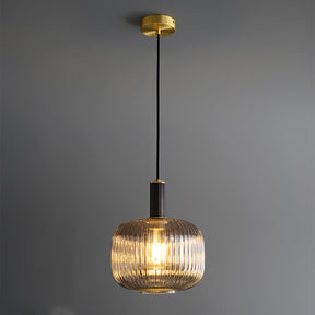 Modern Oval Ribbed Glass Pendant Light