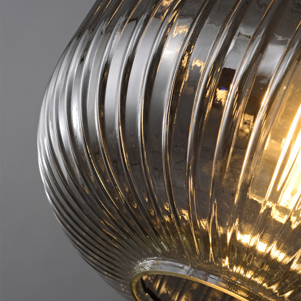 Modern Oval Ribbed Glass Pendant Light