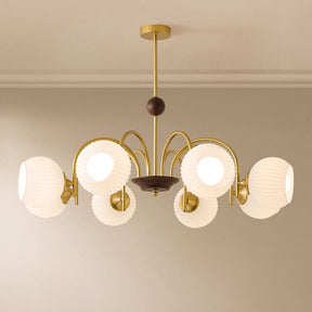 Modern Cream Glass Ribbed Chandelier -Homdiy