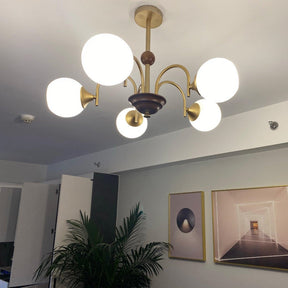 Modern Cream Glass Ribbed Chandelier -Homdiy