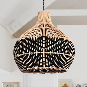 Vintage Farmhouse Handwoven Rattan Pendant Light -Homdiy