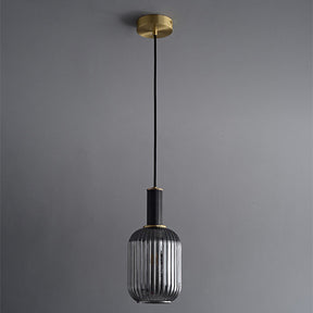 Modern Oval Ribbed Glass Pendant Light