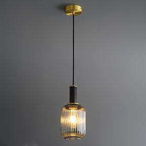 Modern Oval Ribbed Glass Pendant Light