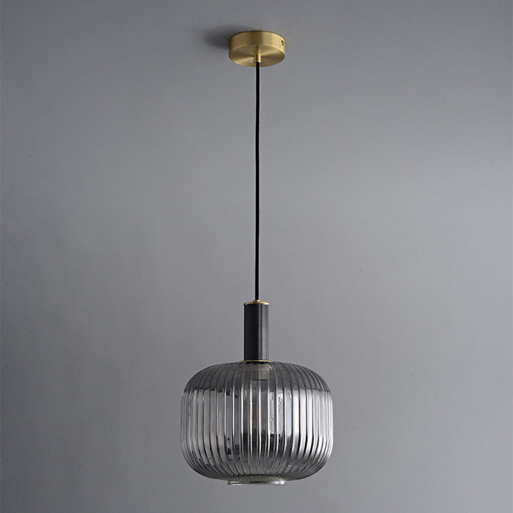 Modern Oval Ribbed Glass Pendant Light