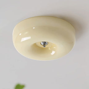 Cream Round Ceiling Lamp Bauhaus Milky Glass Lighting -Homdiy