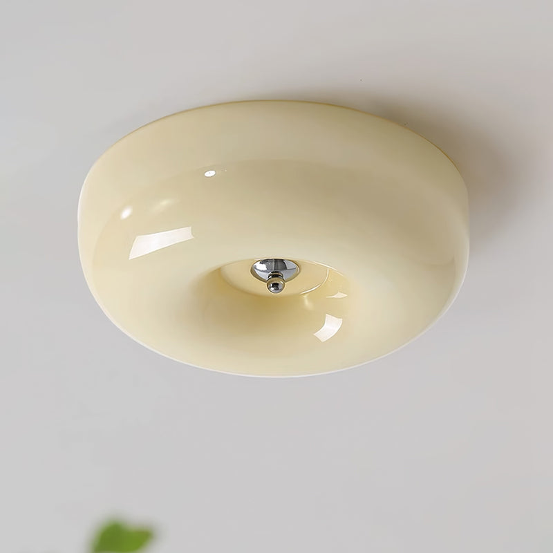 Cream Round Ceiling Lamp Bauhaus Milky Glass Lighting -Homdiy