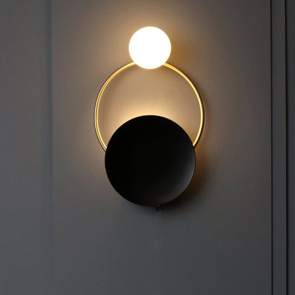 Nordic Simple  Black Gold Wrought Iron Circle Aisle Corridor Wall Light