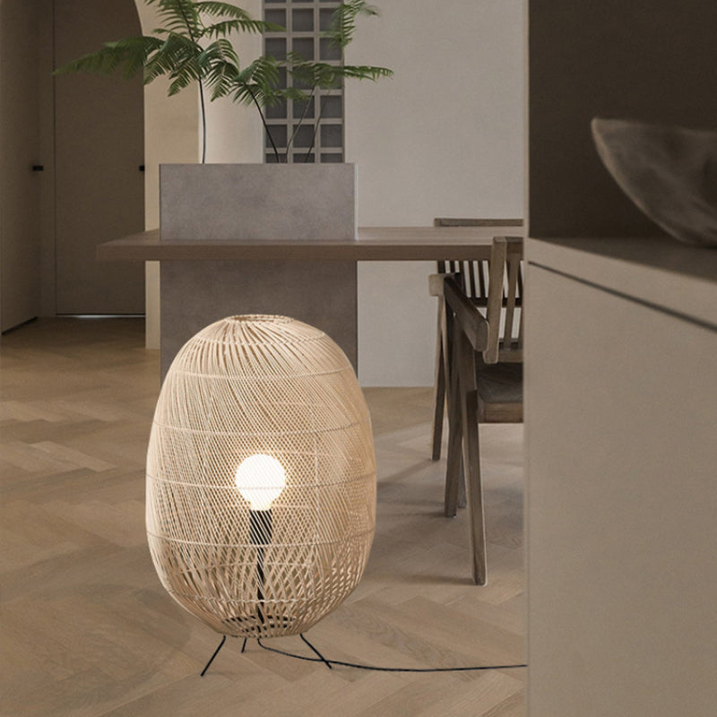 Natural Rattan Midi Floor Lamp for Living Room