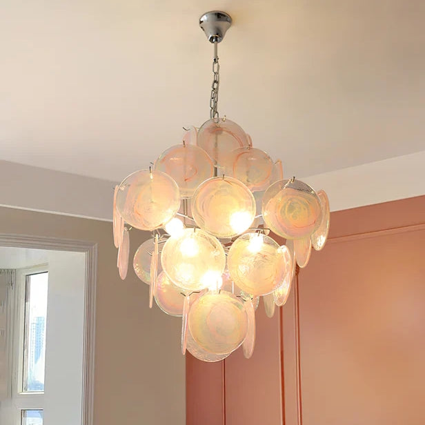 Pink Murano Glass Chandelier for Living Room