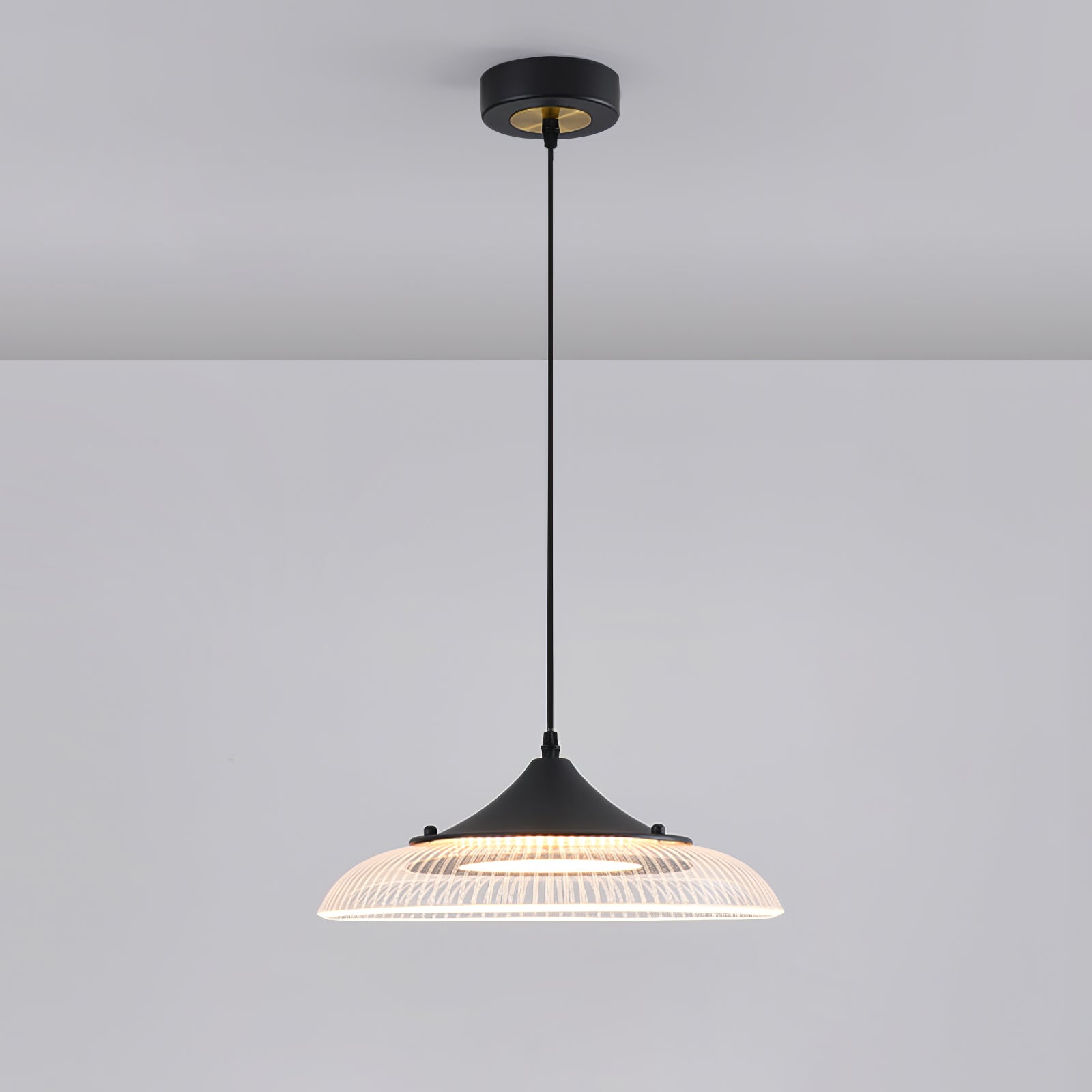 Round Acrylic LED Gold & Black Pendant Light -Homdiy