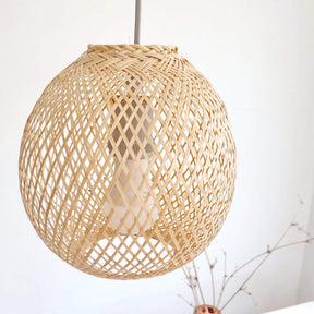 Round Bamboo Pendant Light For Living Room -Homdiy