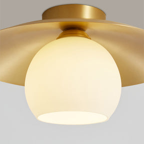 Brass Cap Gold Semi Flush Mount Ceiling Light