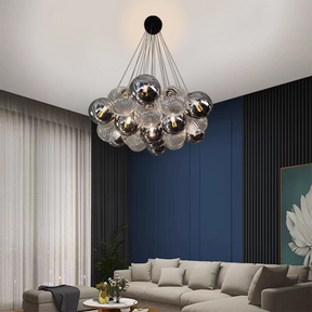 Grey Bubble Glass Ball LED Chandelier