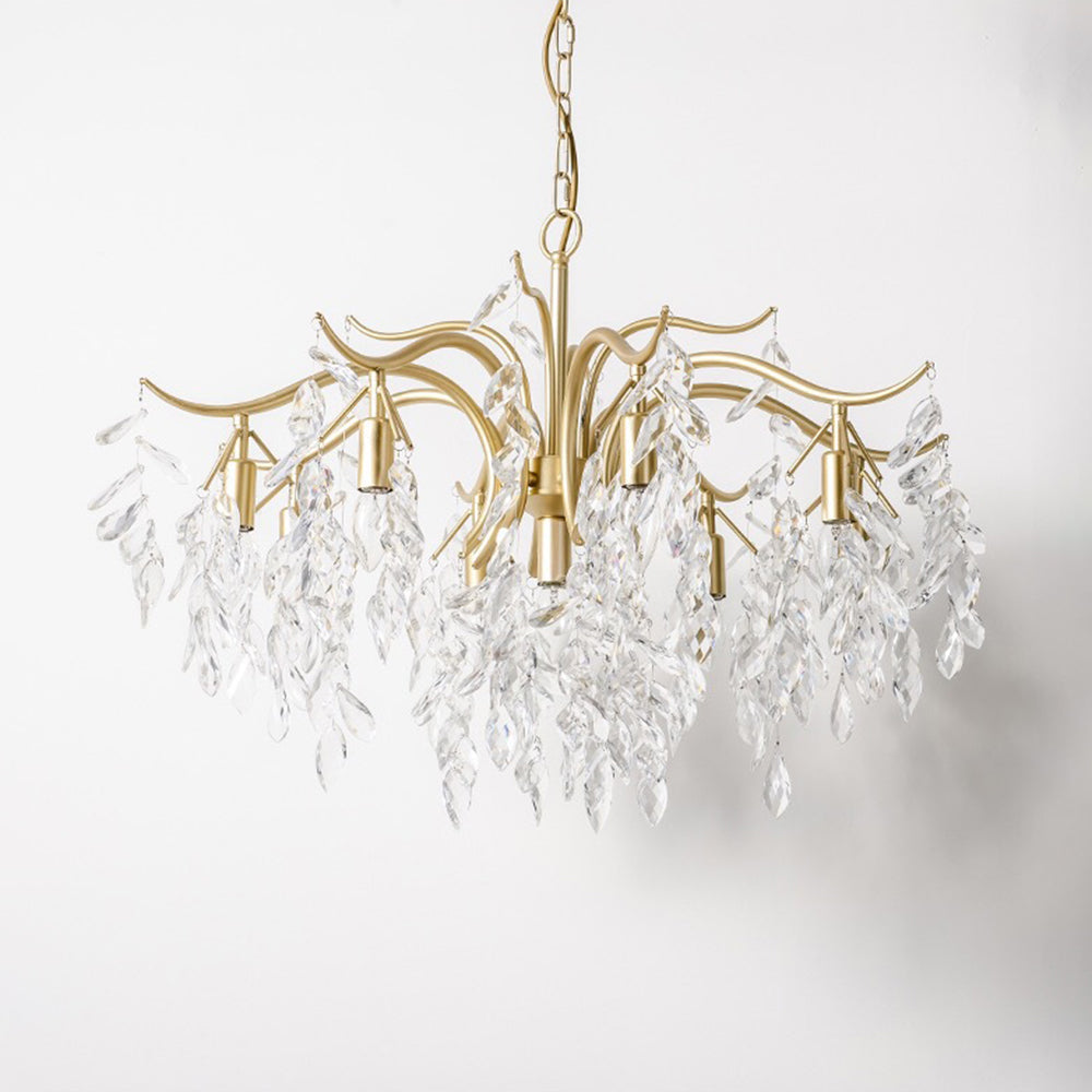 Modern Large Crystal Gold Tiered Dining Room Chandelier