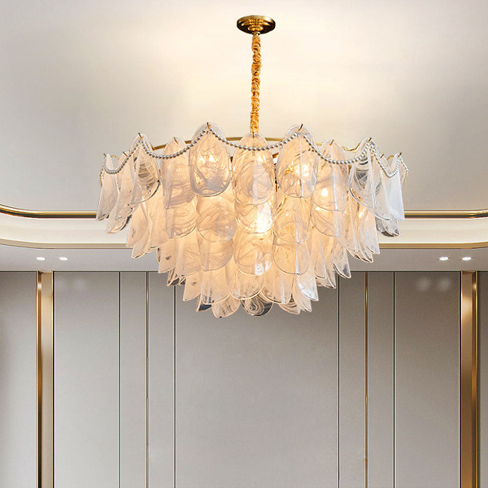 Contemporary Cloud-Inspired Frosted Glass Living Room Chandelier