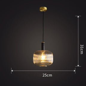 Modern Oval Ribbed Glass Pendant Light