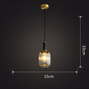 Modern Oval Ribbed Glass Pendant Light