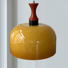 Vintage 1-Light Retro Glass Flat Ball Pendant Fixture